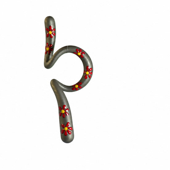 Ear Cuff - TeeCuff SETA Fiori Rosso Amaranto