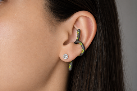 Ear Cuff - TeeCuff SETA Fiori Verde Acido