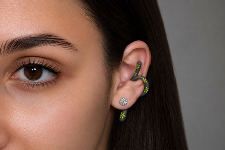 Ear Cuff - TeeCuff SETA Fiori Verde Acido